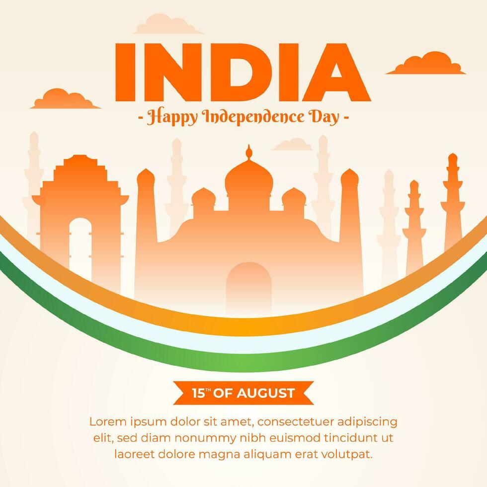 flat social media post design template for india independence day celebration vector