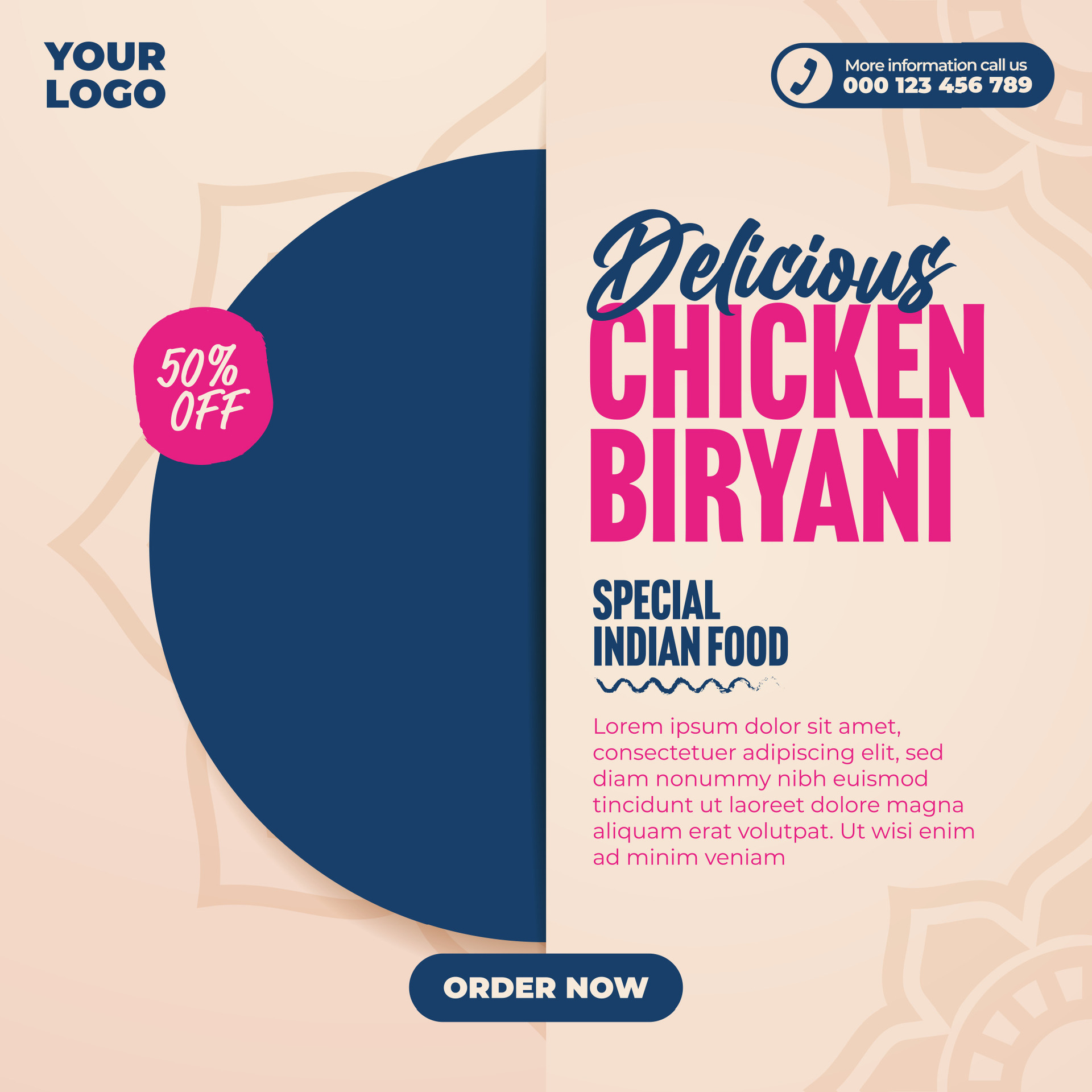 Delicious Indian Food Menu And Chicken Biryani Social Media Post And delicious-indian-food-menu-and-chicken-biryani-social-media-post-and
