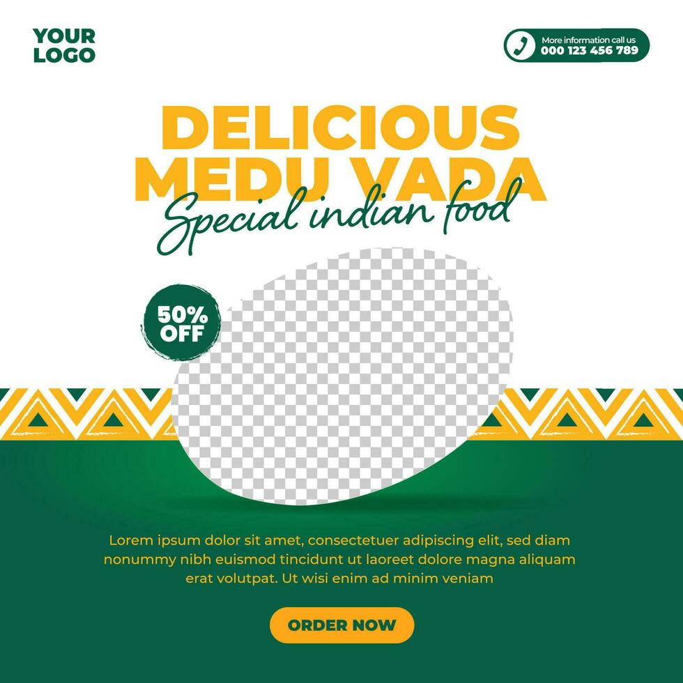 Delicious indian food menu social media post design template vector