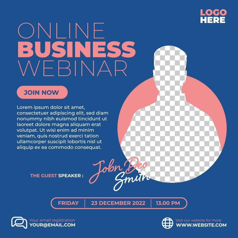 Online business webinar social media live post template design vector