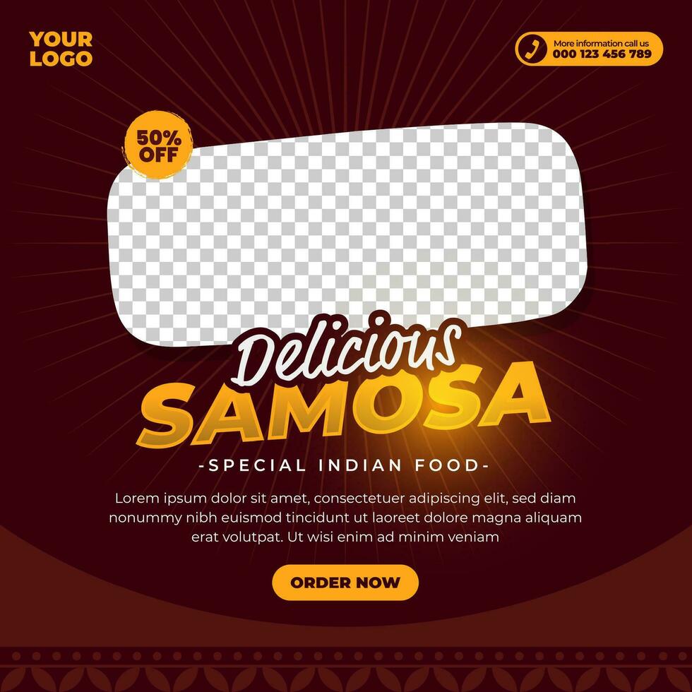 Special indian food menu design for social media post template vector