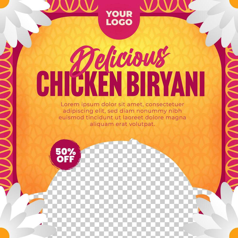 delicioso indio comida menú diseño para social medios de comunicación enviar y web bandera modelo vector