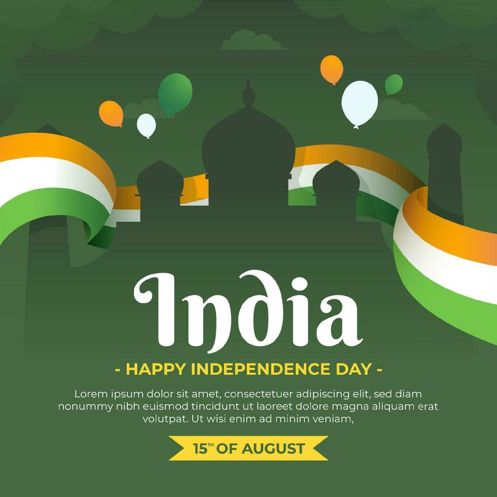 flat social media post design template for india independence day celebration vector