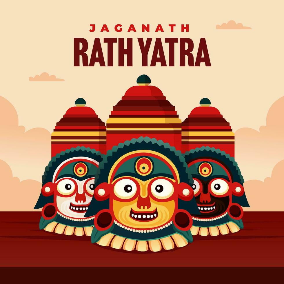 Happy Rath Yatra celebration for social media post design template vector
