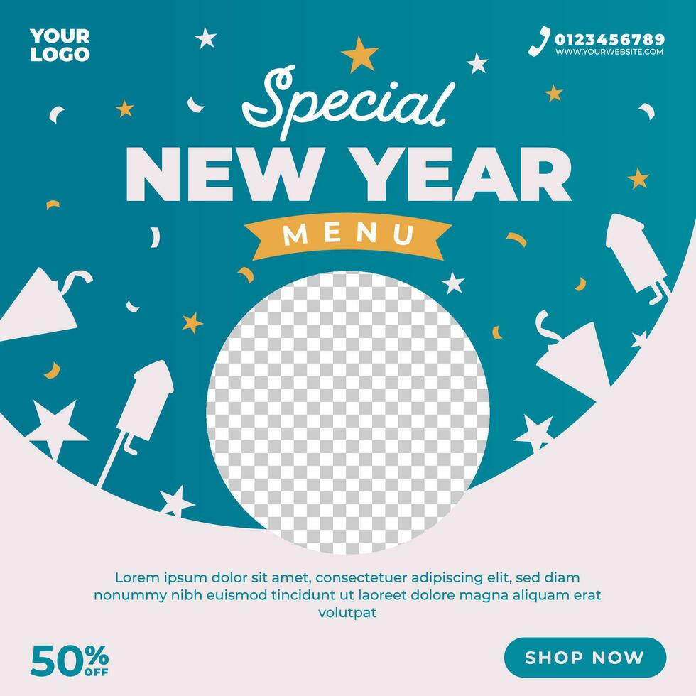 New year special food menu template for social media post vector