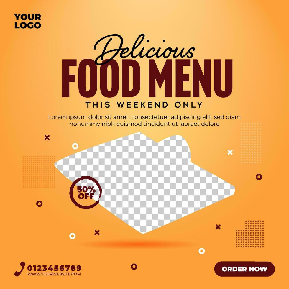 Social media design template for restaurant vector