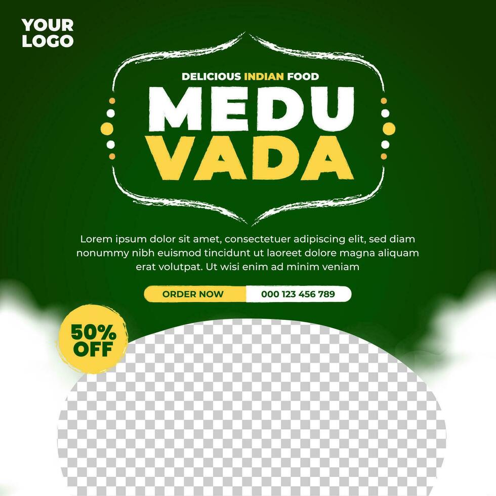Delicious indian food menu social media post design template vector