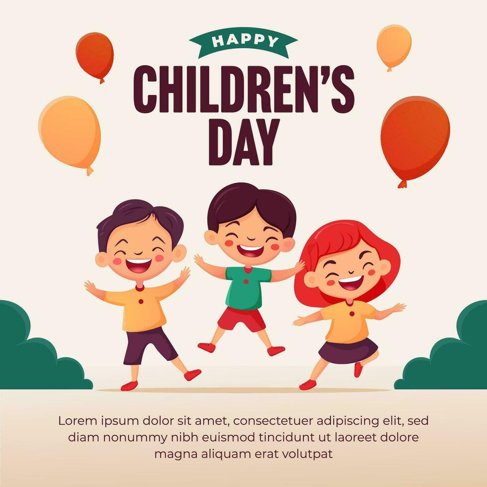 happy children's day vector for social media post design template