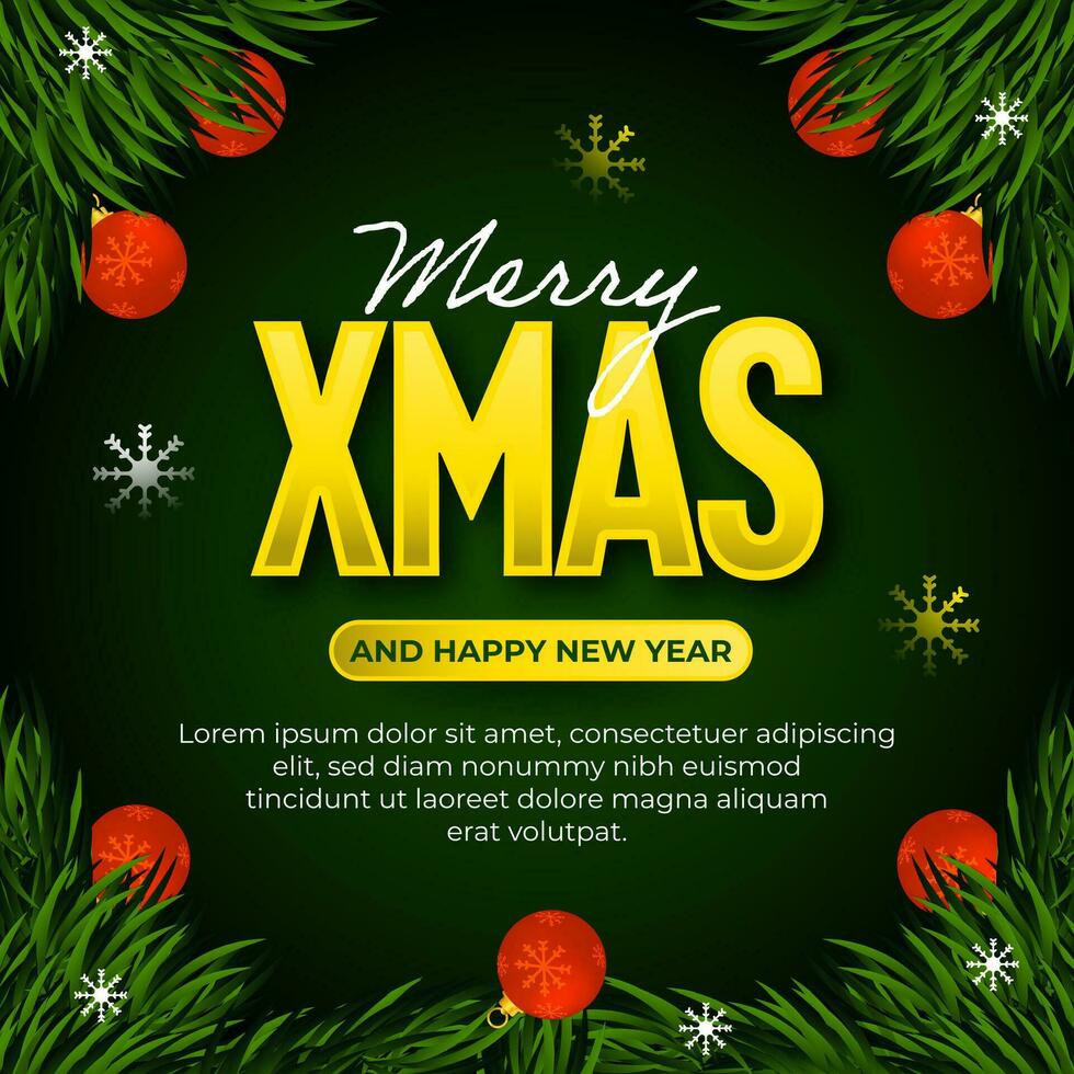 Merry Christmas and Happy New Year greeting vector