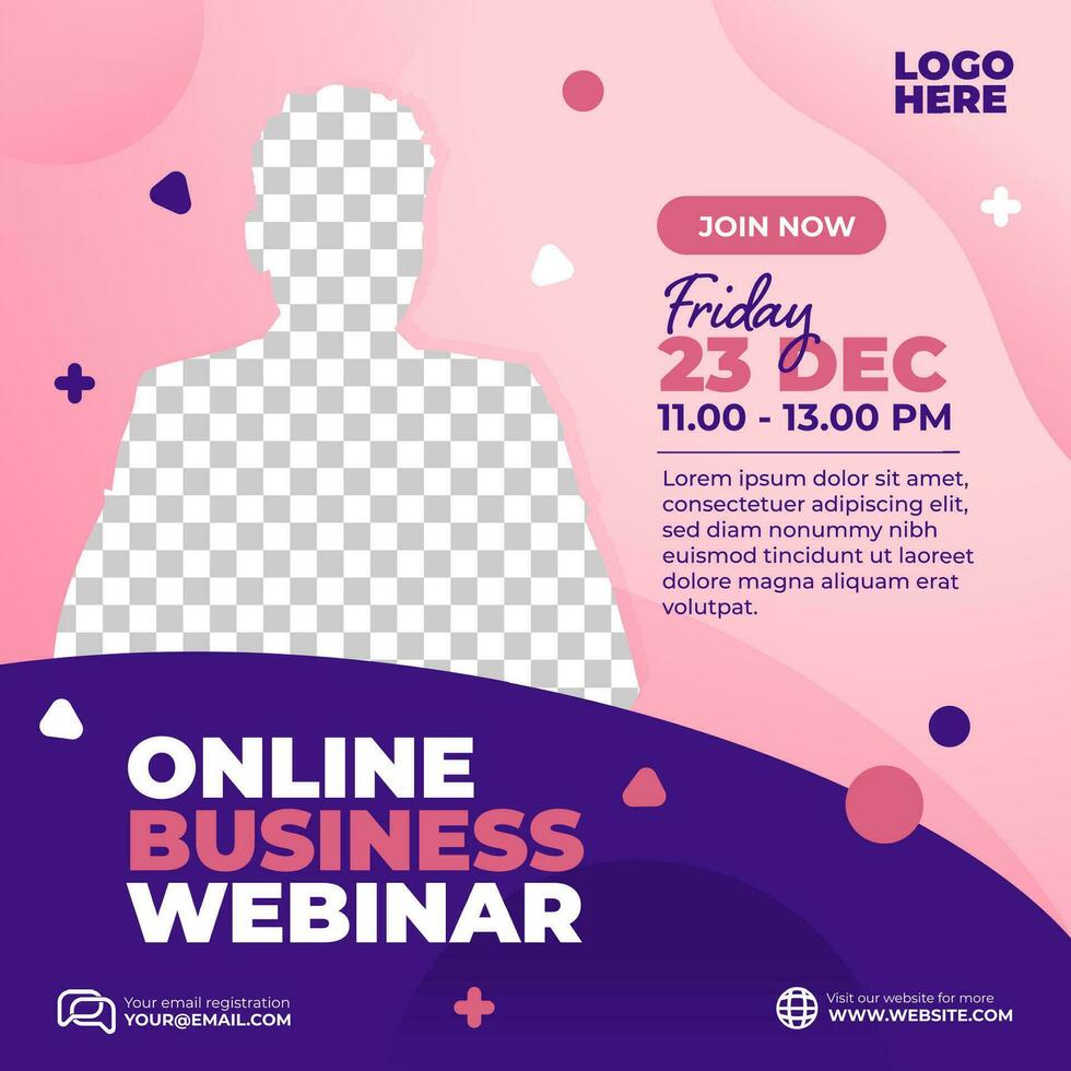 Online business webinar social media live post template design vector