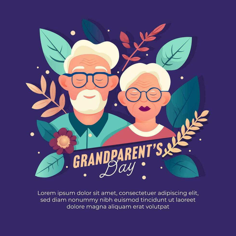 Social media post design template for grandparents day celebration vector