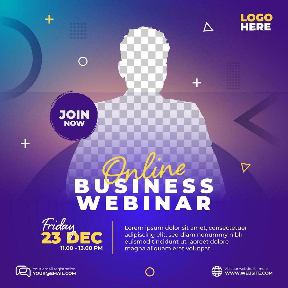 Online business webinar social media live post template design vector