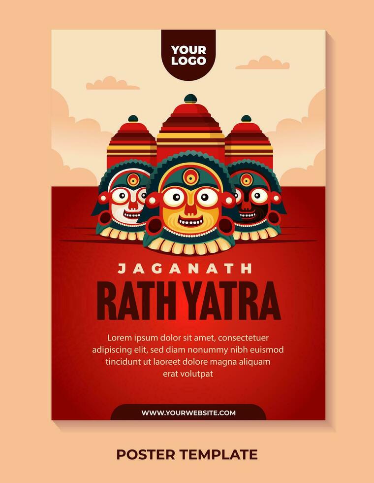 Happy Rath Yatra celebration for poster design template vector