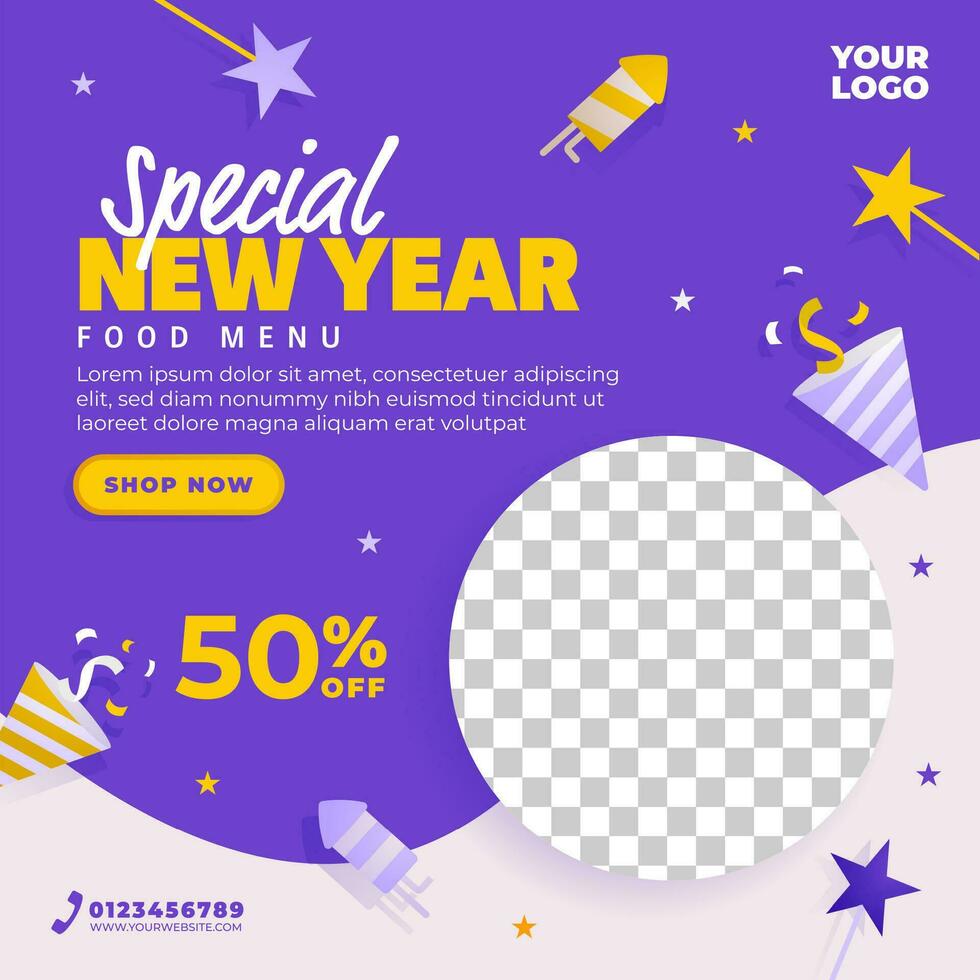 New year special food menu template for social media post vector