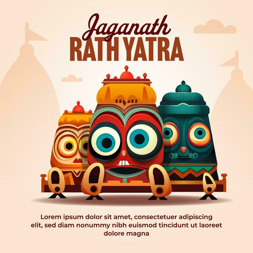 Happy Rath Yatra celebration for social media post design template vector