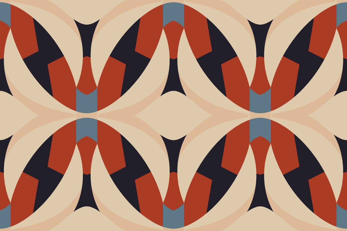 Modern geometric shapes patterns, seamless vector illustration. Pattern designs with modern geometric shapes can be printed as a background image or used for rugs, carpets, or textile fabric.