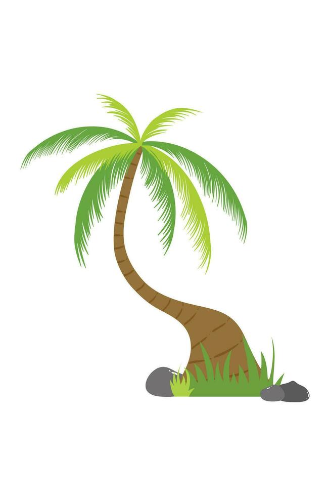 Palm Tree Illustration In Flat Style Isolated In White Background. Tropical Summer Plant Illustration. vector