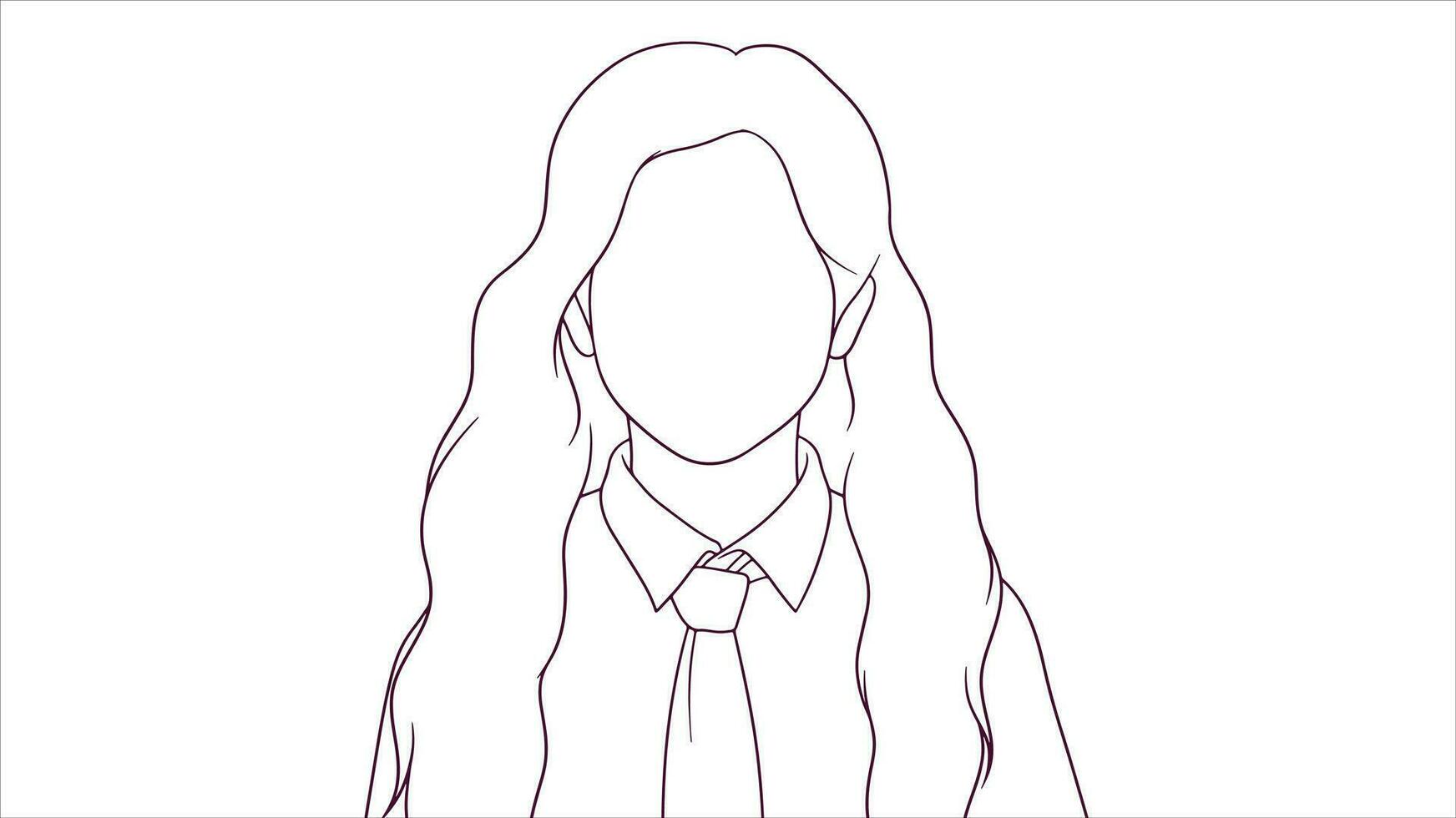 Uniformed Schoolgirl Radiates Happiness, hand drawn style vector illustration