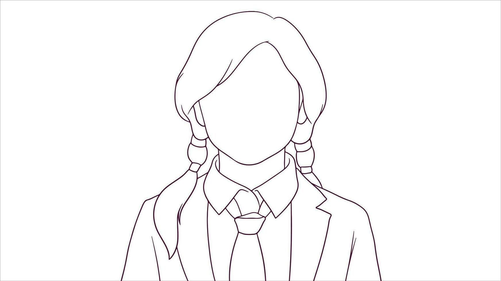 Cheerful Schoolgirl in Dress Code, hand drawn style vector illustration