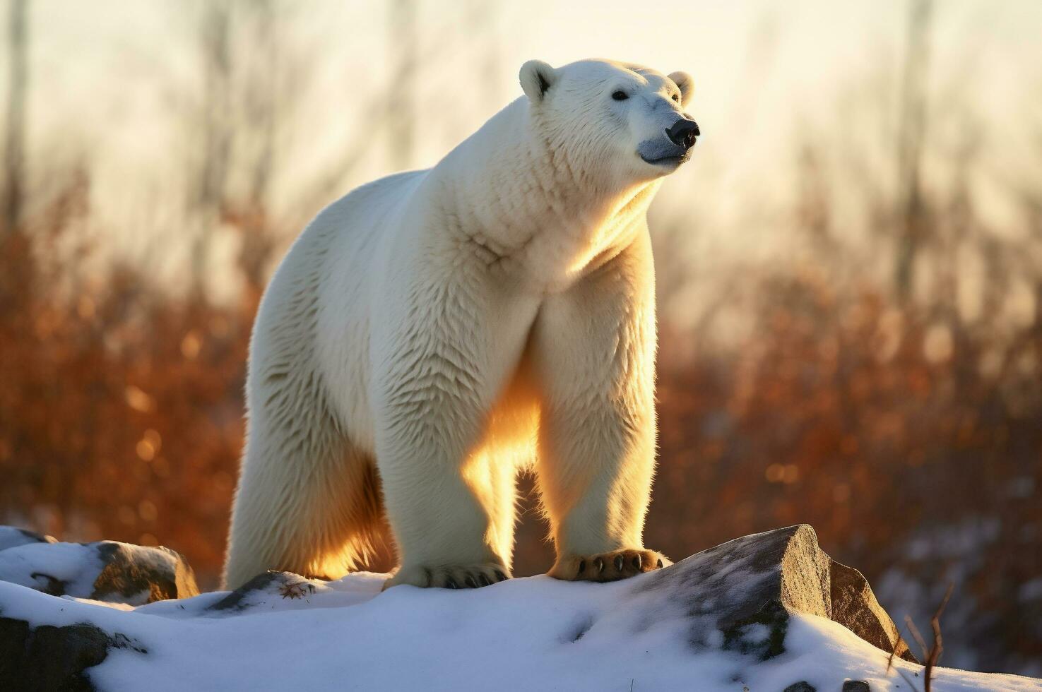 Polar bear in its natural habitat in the Arctic Circle. AI generated photo
