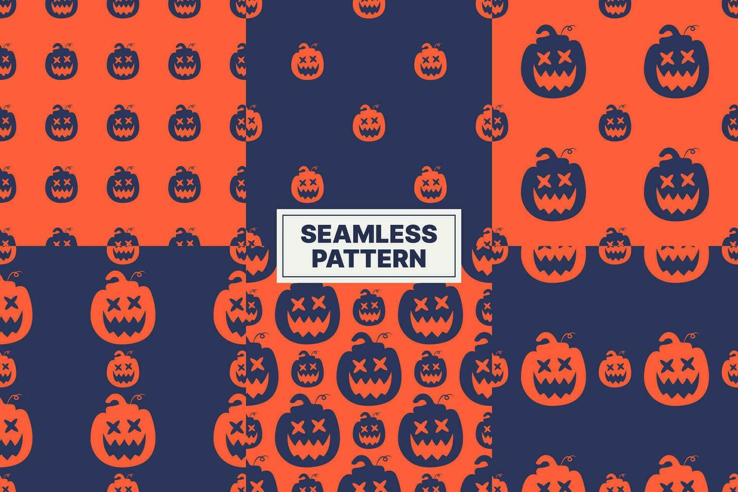 vector halloween pumpkin element seamless pattern collection