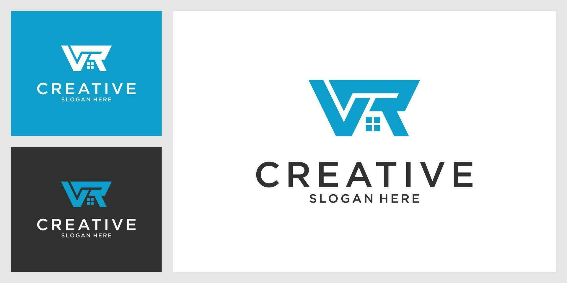 VR or RV initial letter logo design vector