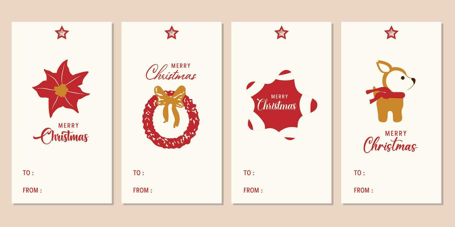 Merry Christmas tags set. Christmas printable gift tags. vector