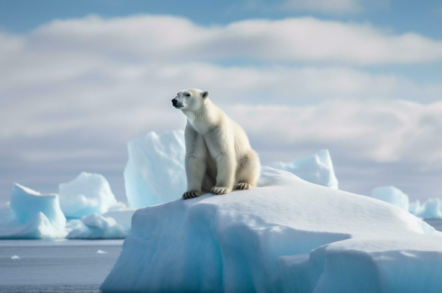 Polar bear on iceberg in its natural habitat in the arctic circle. AI generated photo