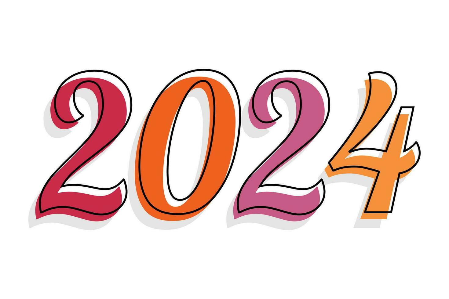 2024 trendy colorful number counting for Happy New Year 27827868 Vector