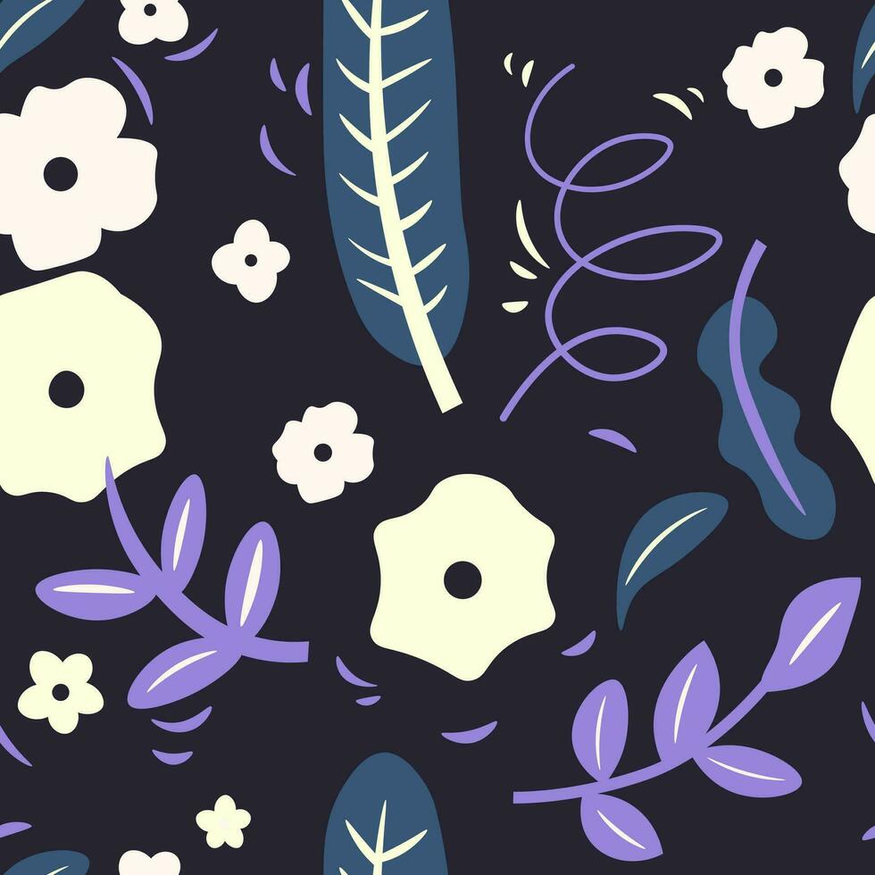 seamless pattern garden plant, botanical element, flat illustration vector