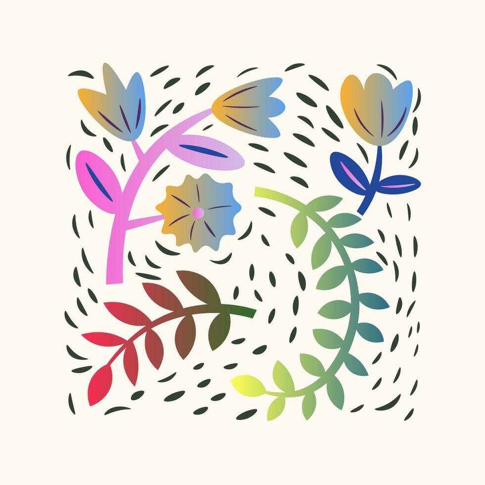 botanical element, gradient, full color vector