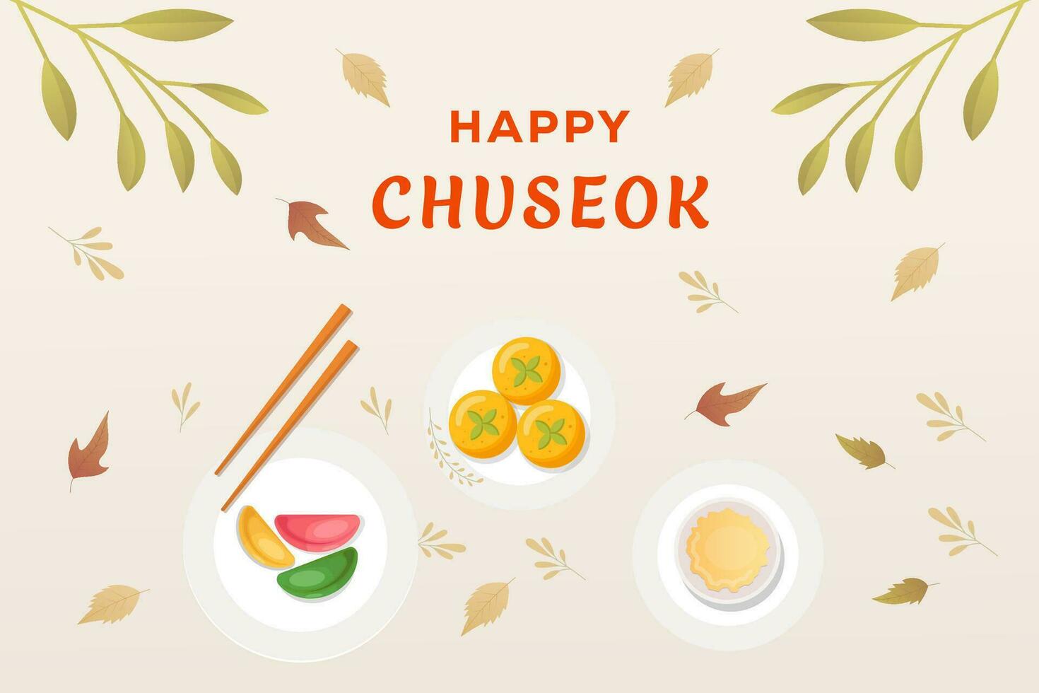 happy chuseok background illustration vector design concept