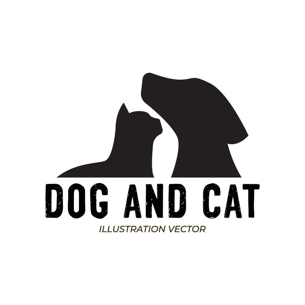 Hipster Vintage Dog Cat Pet Silhouette Vector Icon