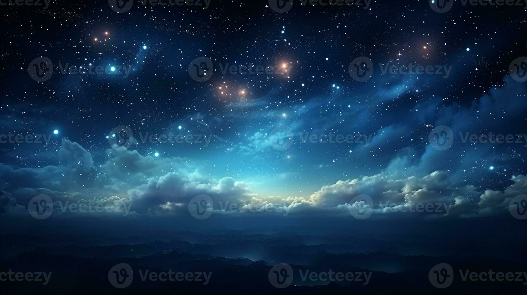 Cloudscape with Foggy Clouds at Night AI Generative photo