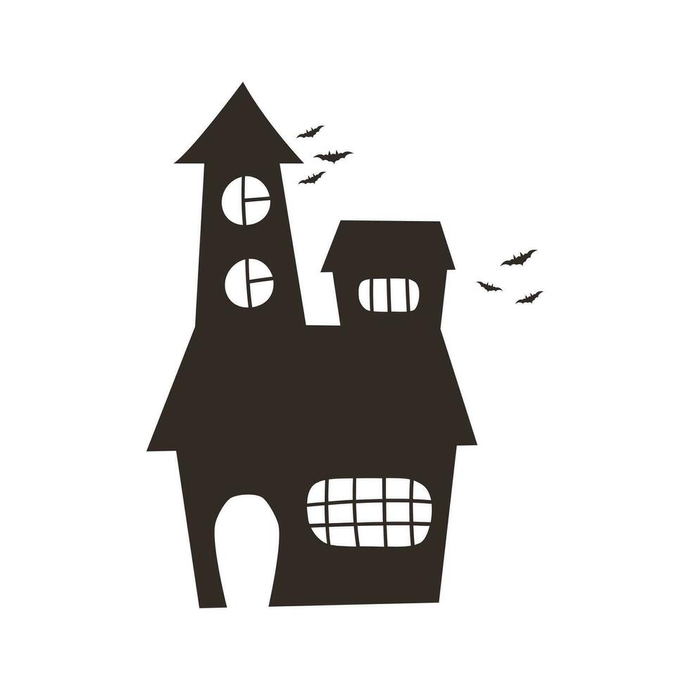 Haunted House Silhouette Illustration Isolated In White Background vector