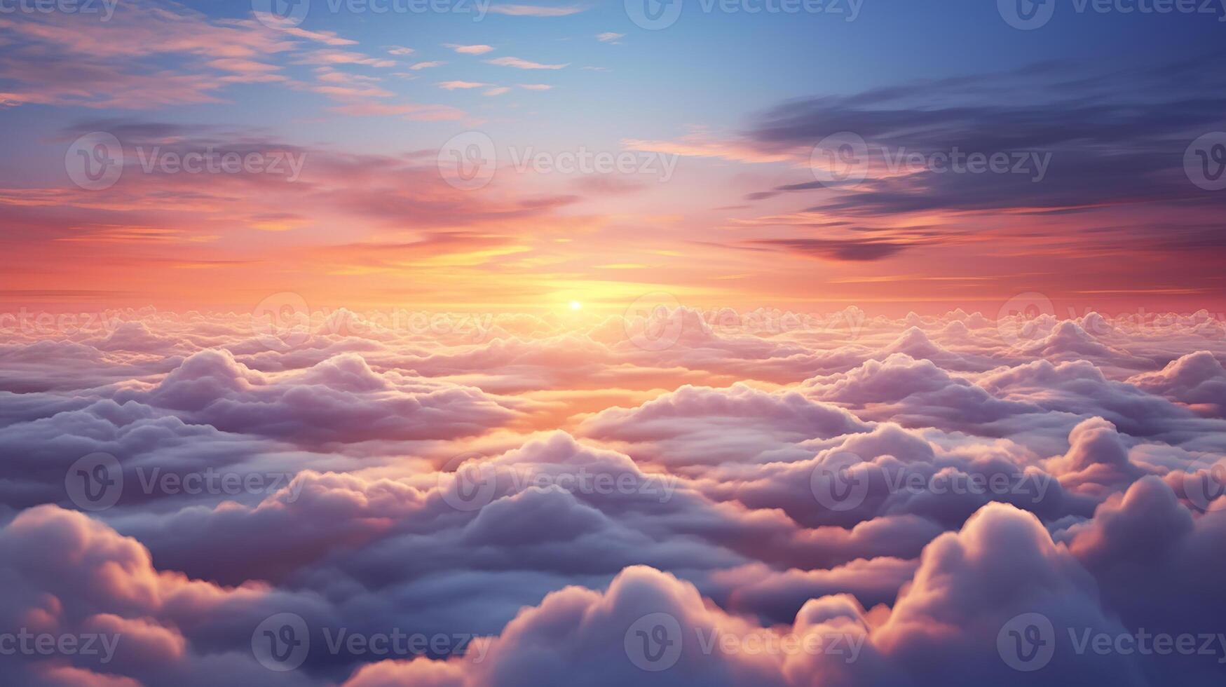 Beautiful Horizon Nature Landscape with Cumulus Clouds in the Sky photo