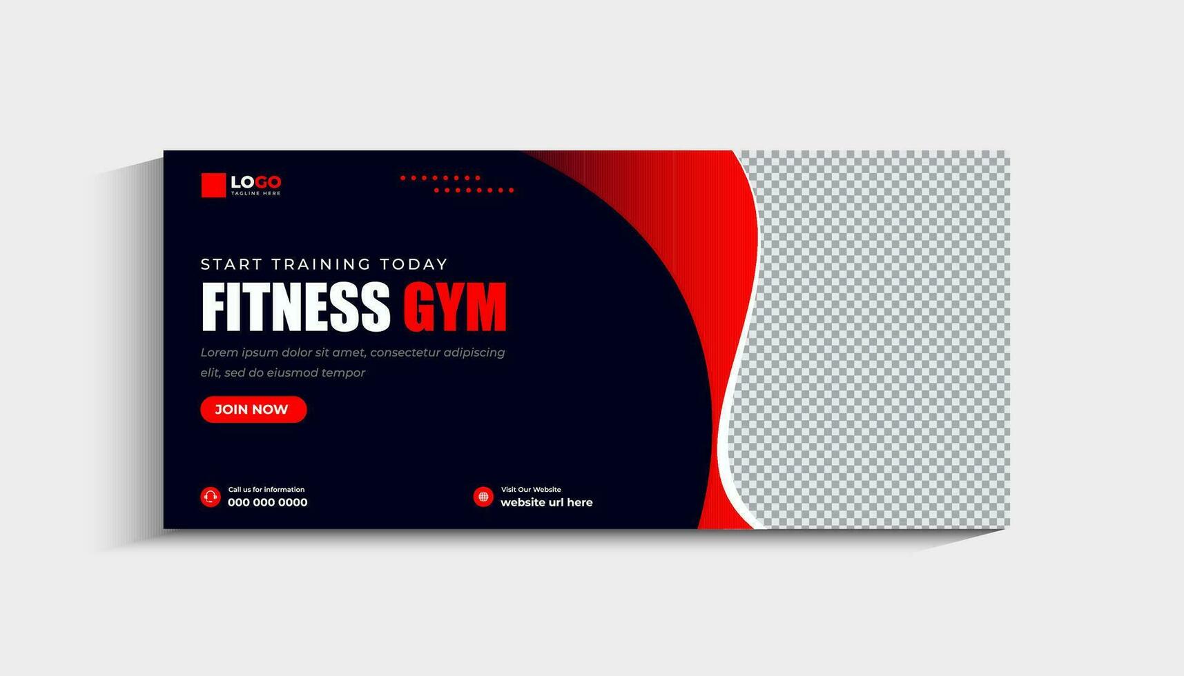 Gym fitness social media cover and web banner template vector