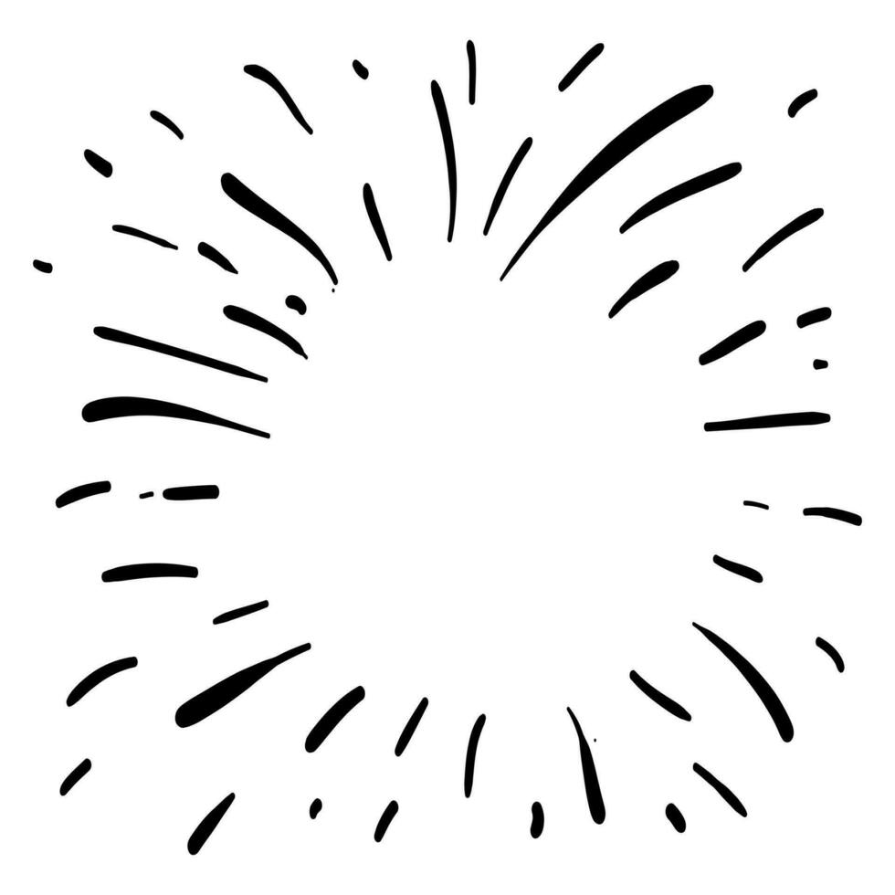hand drawn doodle starburst, sunburst. doodle design element. vector illustration