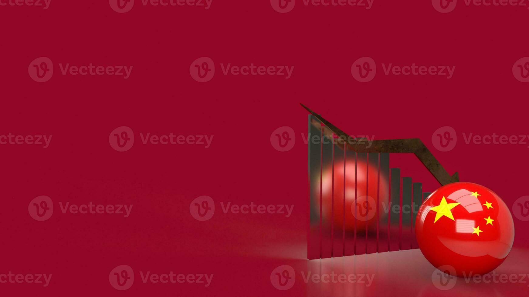 The China flag  and chart for Business concept 3d rendering photo