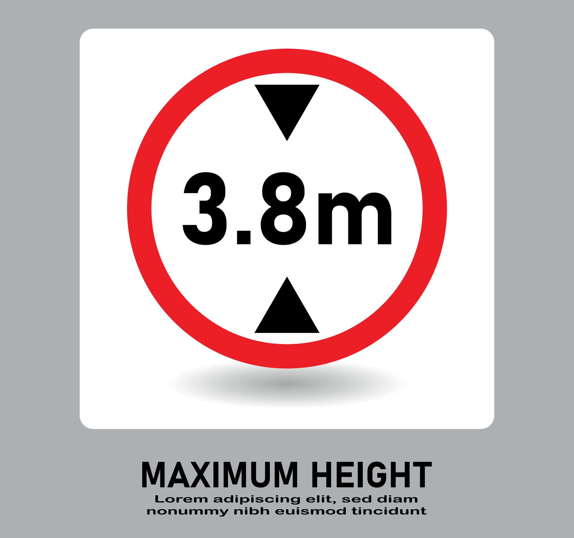 Vehicle maximum height limit 3.8 meter sign. 27828672 Vector Art at