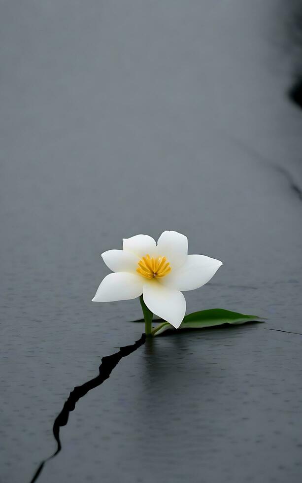 Beautiful single flower on grey background. AI Generative photo