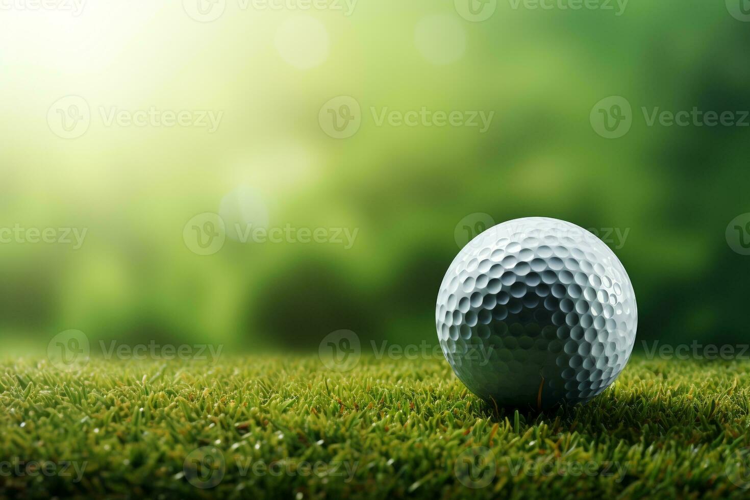 Golf ball with sport background design for banner with copy space.Created with Generative AI technology. photo