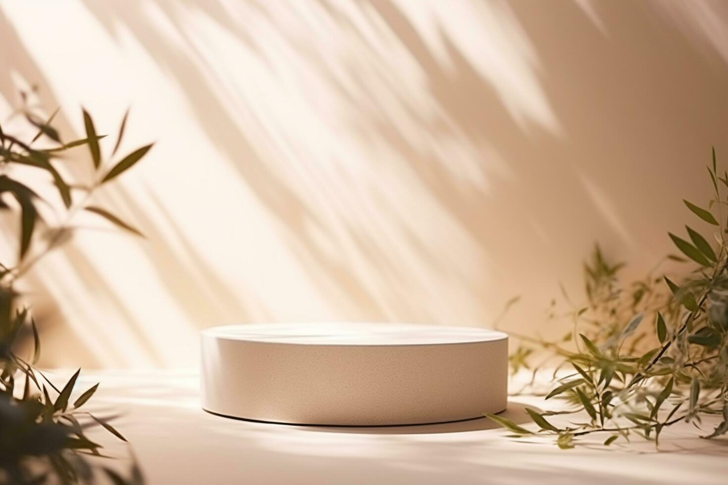 Product display background with natural,sunlight and.Minimal background for products presentation.Created with Generative AI technology photo