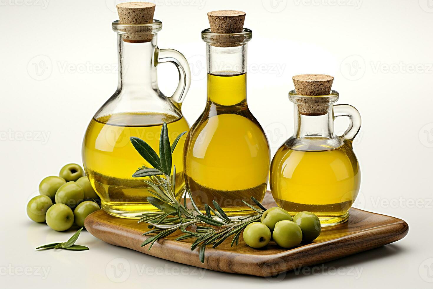 Organic olive oil in a bottle with olive.Health food, diet concept.Created with Generative AI technology. photo