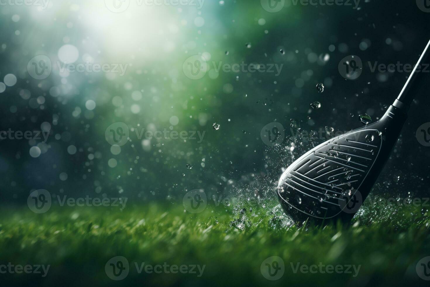 Golf club with sport background design for banner with copy space.Created with Generative AI technology. photo