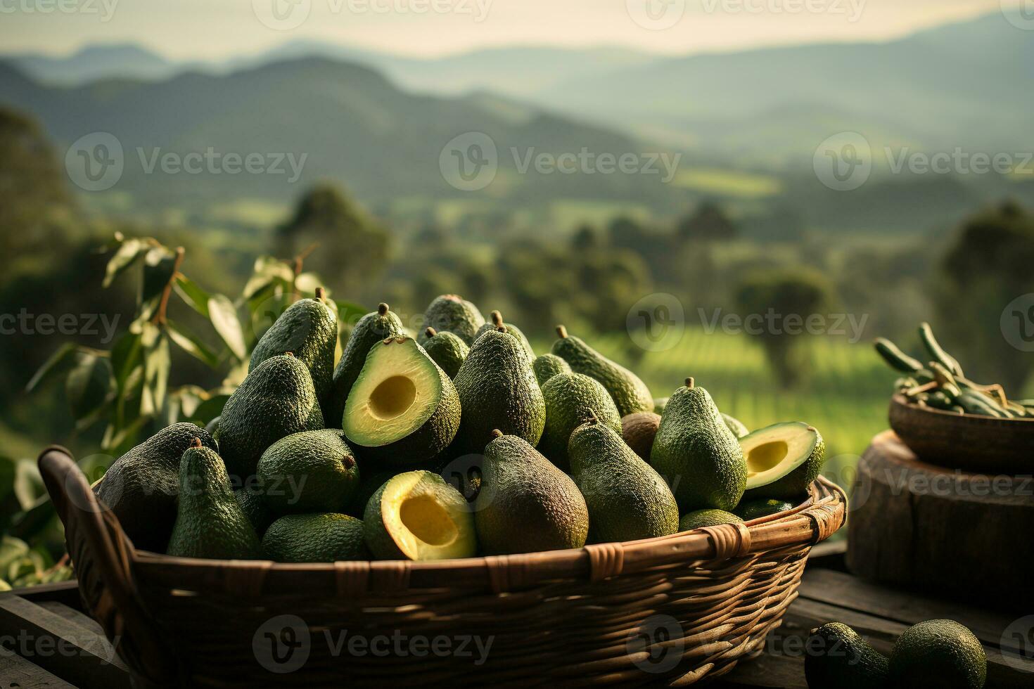 un cesta de aguacates.salud alimento, dieta concepto.creado con generativo ai tecnología. foto