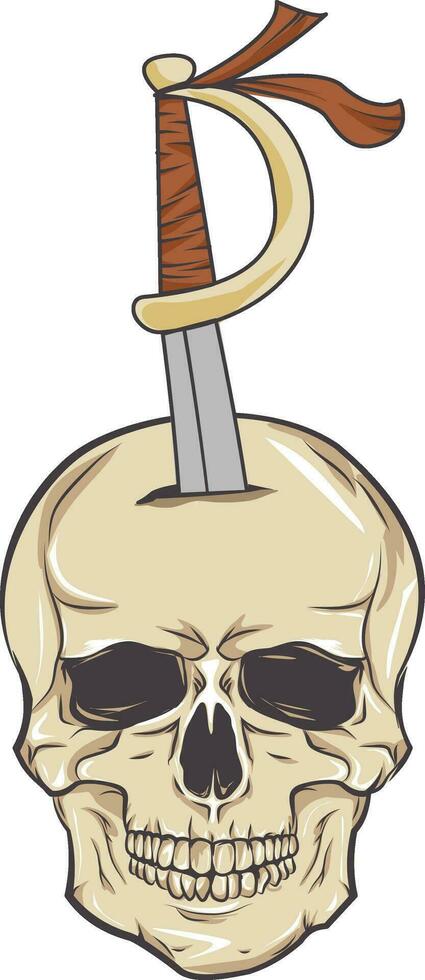 vector Human skull impaled by sword