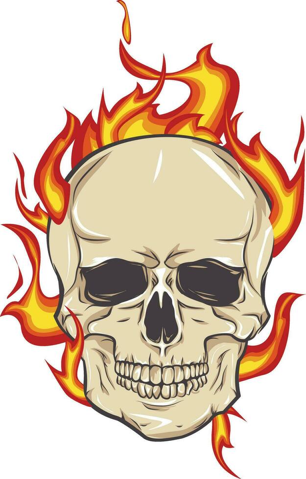 Fire skull vector, halloween concept, death concept vector