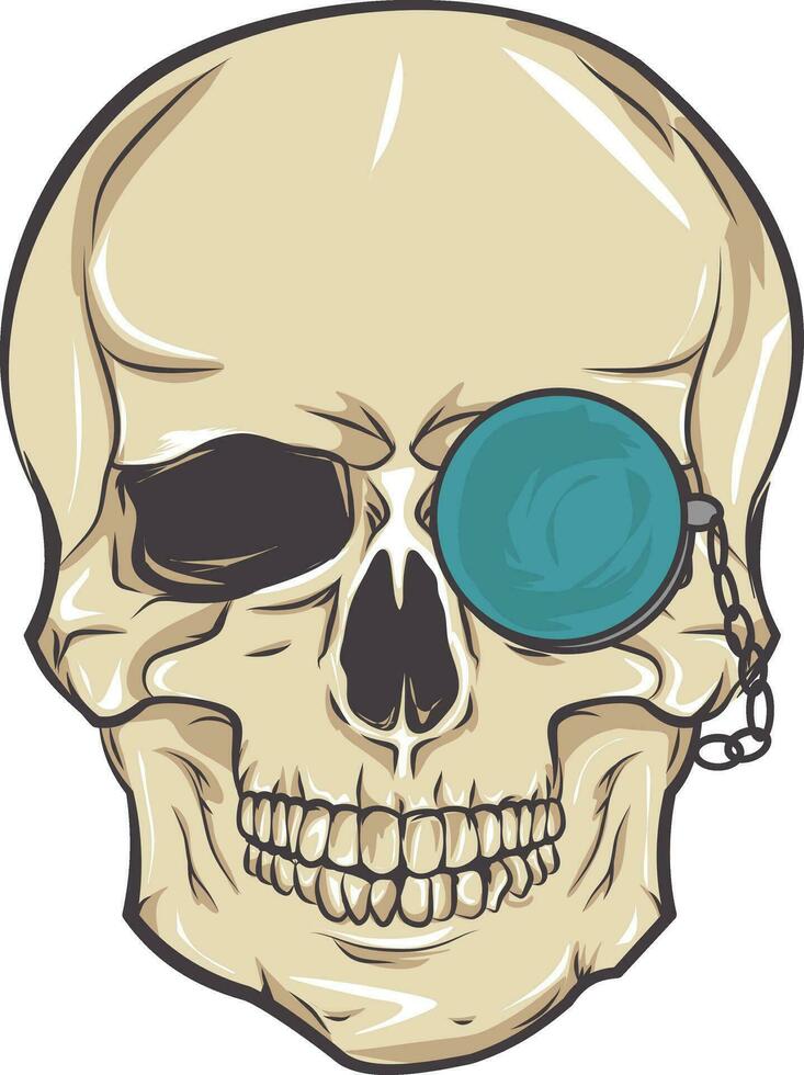 cráneo ilustración con anteojos, camiseta diseño vector