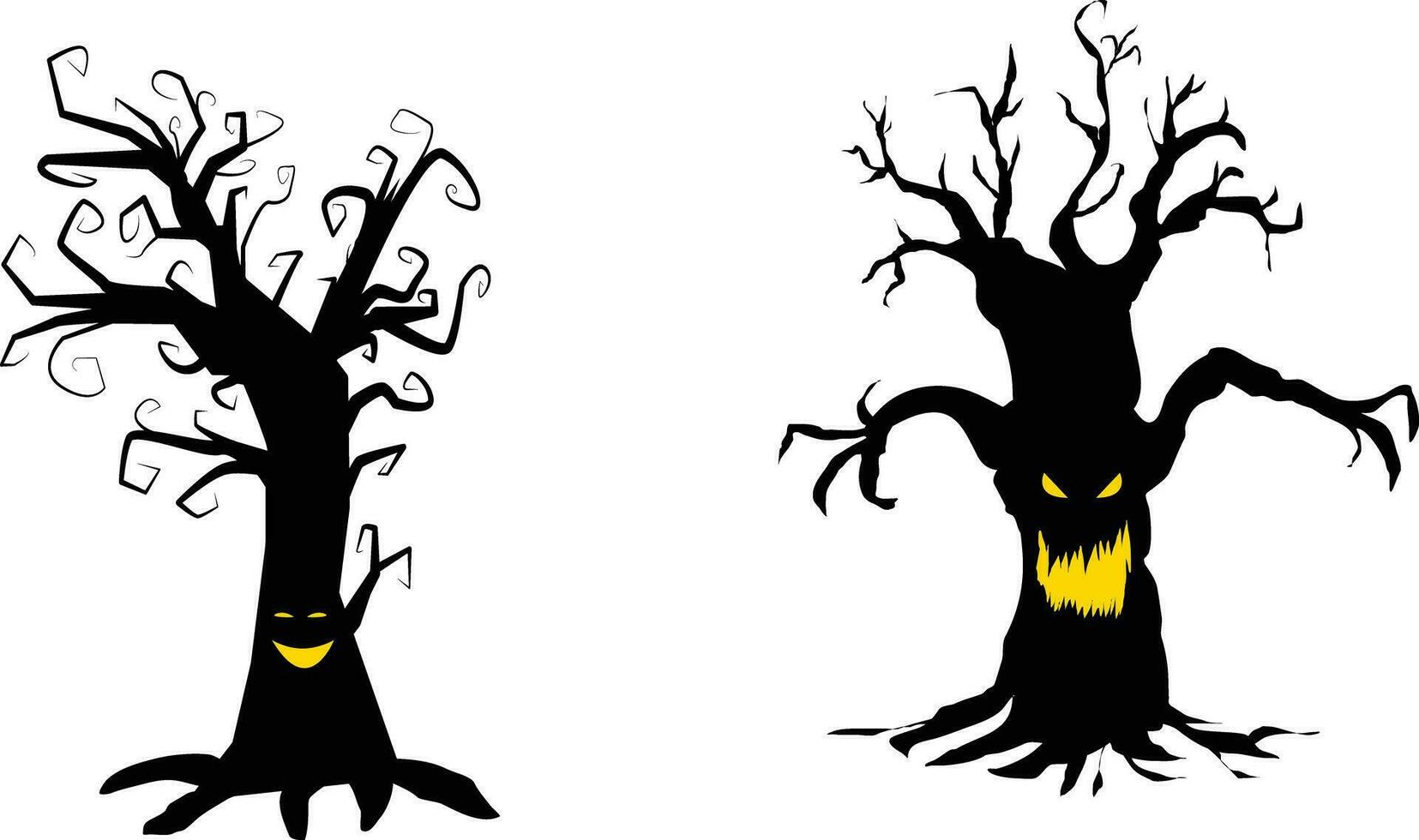 Halloween tree. Halloween tree silhouette with scary face pose vector